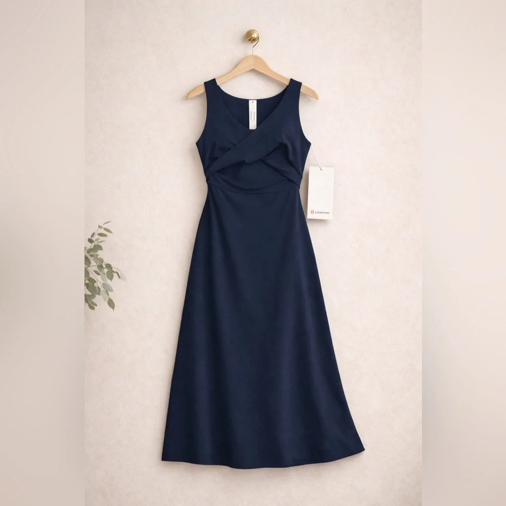 Lululemon Nulu Twist-Front Midi Dress – True Navy – Size M – NWT - Picture 1 of 3